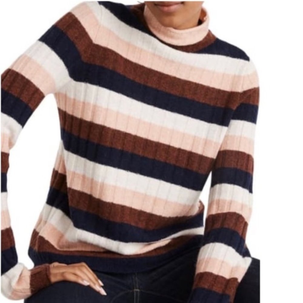 Madewell striped evercrest turtle neck sweater XS